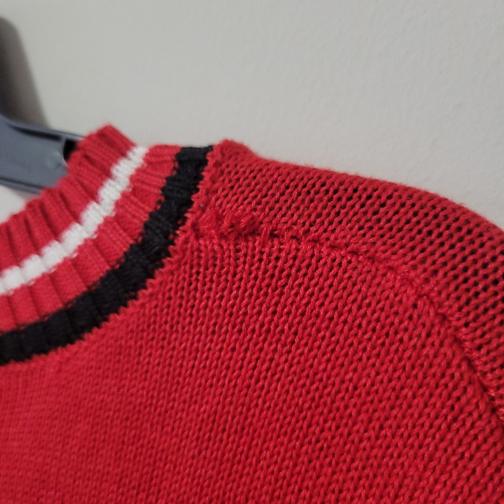 Ultra Game NBA Chicago Bulls Red V-Neck Sweater Mens 3X Varsity Knit Pullover - Picture 9 of 9